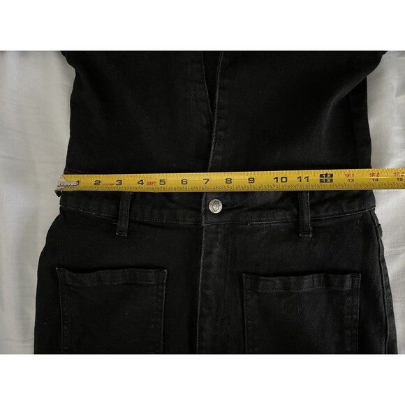 Nasty Gal Black Deep Plunging V Neck Denim Boilersuit Jumpsuit Edgy Grunge Sz 8 - Picture 12 of 15